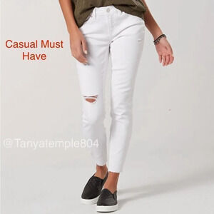 Roebuck & Co. Roll Cuff Distressed Jeans white